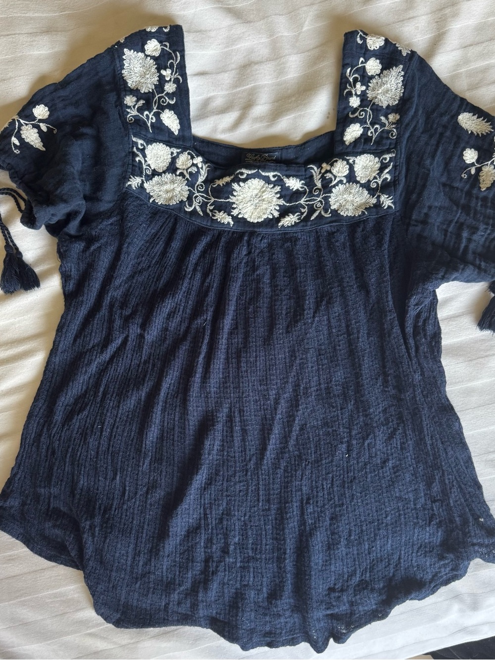 For @barbara3ktpb Lucky Brand Embroidered Navy - Picture 3 of 11
